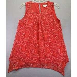 Magnolia Grace Sleeveless Floral Layered Tunic Top Womens Size Medium Minimalist
